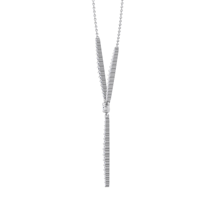 Natural Eternity Style Diamond Lariat  Necklace White Gold