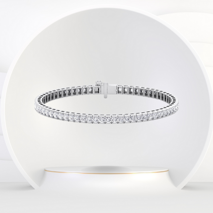 Channel Setting Round Cut Natural Diamond Tennis Bracelet