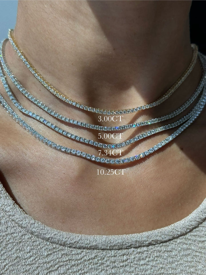 4-Prong Natural Diamond Tennis Necklace - Platinum