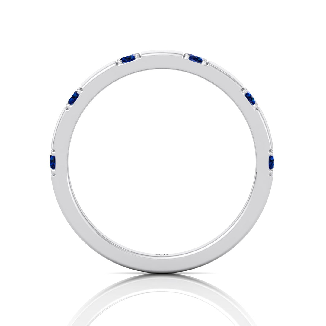 Natural Blue Sapphire Promise Band-White Gold- 0.65CT