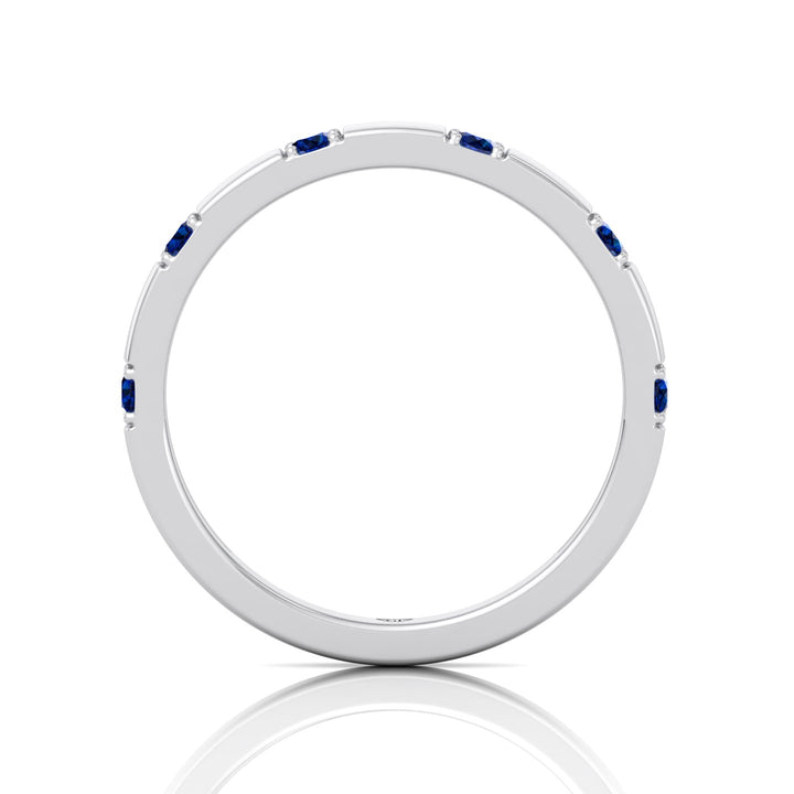 Natural Blue Sapphire Promise Band-White Gold- 0.65CT
