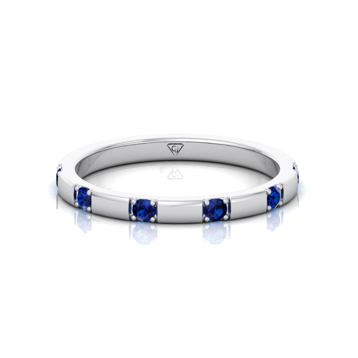 Natural Blue Sapphire Promise Band-White Gold- 14K-18K-0.65CT
