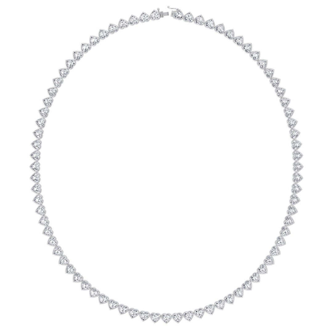 Lavinia - Heart Shape Bezel Set Diamond Tennis Necklace - Gem Jewelers Co