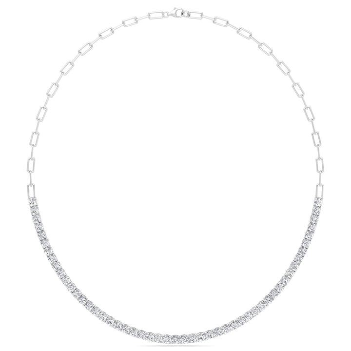 Piazza - Halfway Adjustable Diamond Tennis Necklace With Paperclip Chain - Gem Jewelers Co