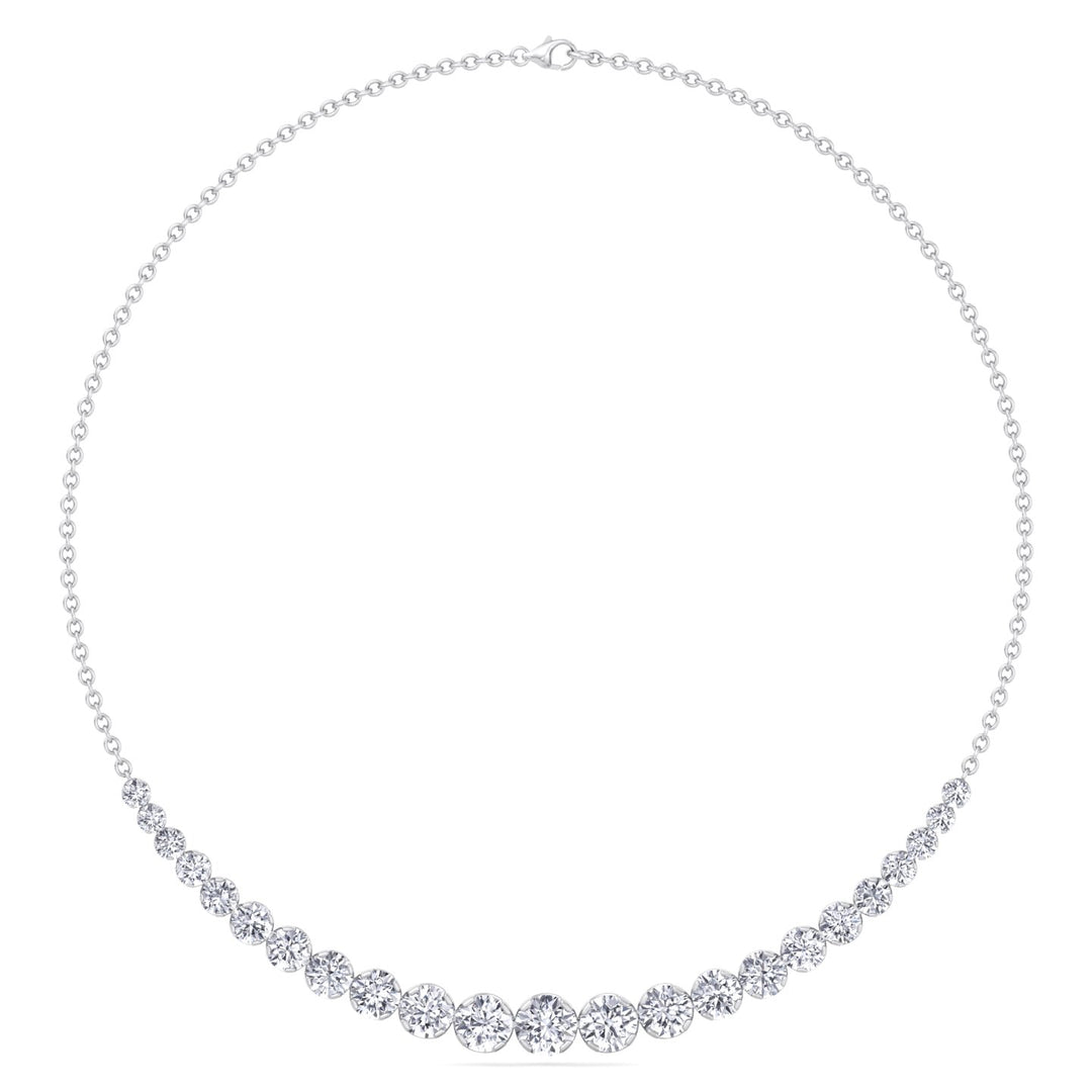 Tullia - Halfway Graduated Crown Prong Natural Diamond Tennis Necklace - Gem Jewelers Co