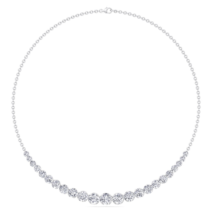 Tullia - Halfway Graduated Crown Prong Natural Diamond Tennis Necklace - Gem Jewelers Co