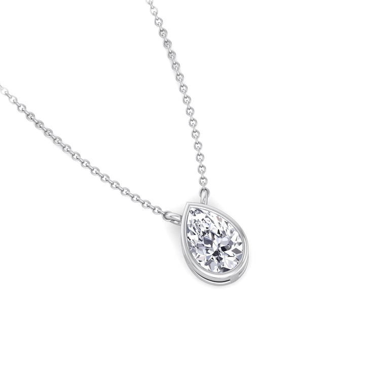 Miza - Bezel Set Pear Shape Diamond Pendant - Gem Jewelers Co