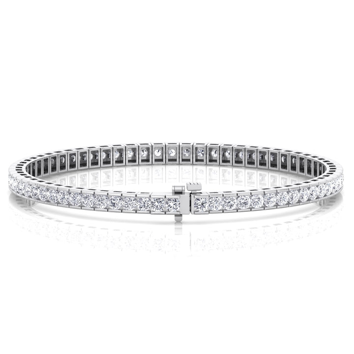 Channel Setting Round Cut Natural Diamond Tennis Bracelet  14K 18K White Gold