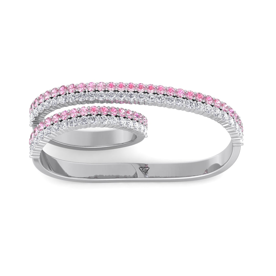 Two-Finger Ring Band-1.2CT-14K-18K-White Gold