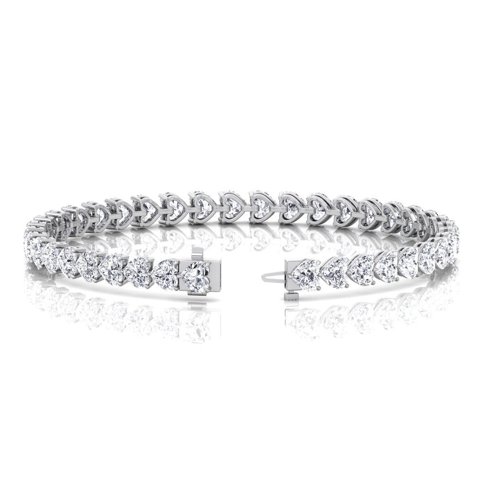 East to West Heart Shape Natural Diamond Tennis Bracelet White Gold    11CT