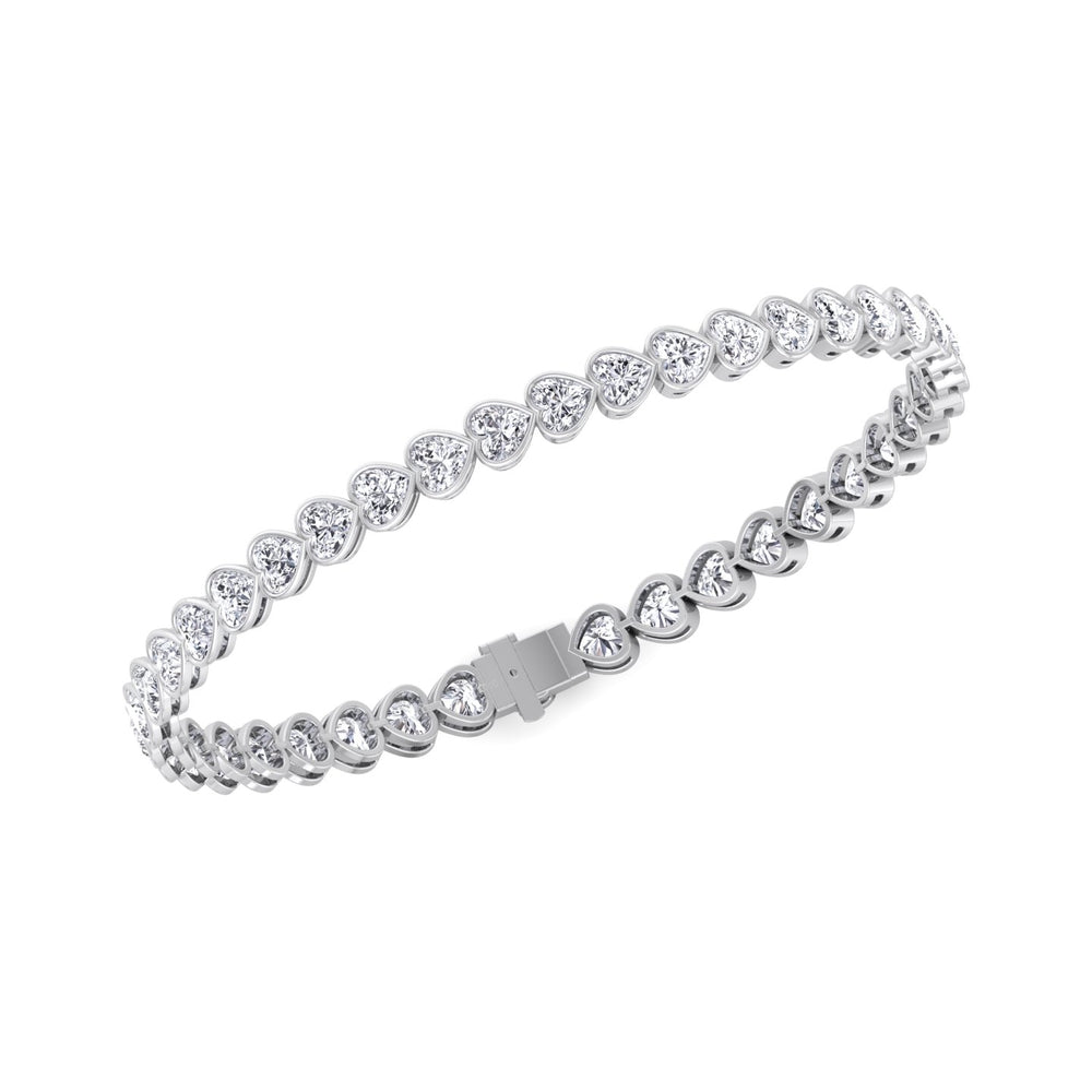 Elaria - East to West Heart Shape Bezel Set Natural Diamond Tennis Bracelet - Gem Jewelers Co