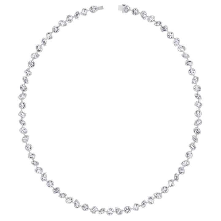 12.5CT Multi Shape Bezel Set Natural Diamond Tennis Necklace