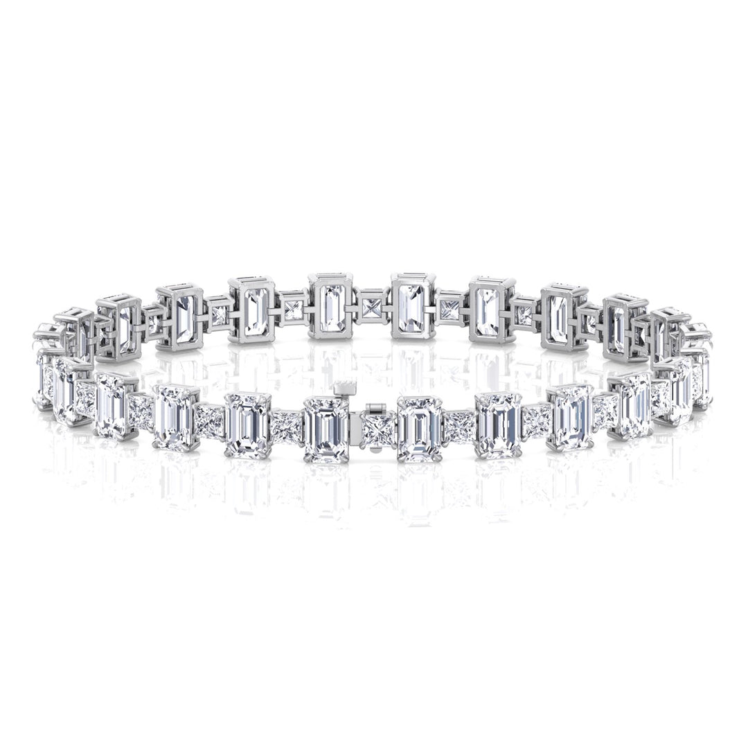 Alternating Emerald and Princess Tennis Bracelet-3CT-14K-18K-White Gold