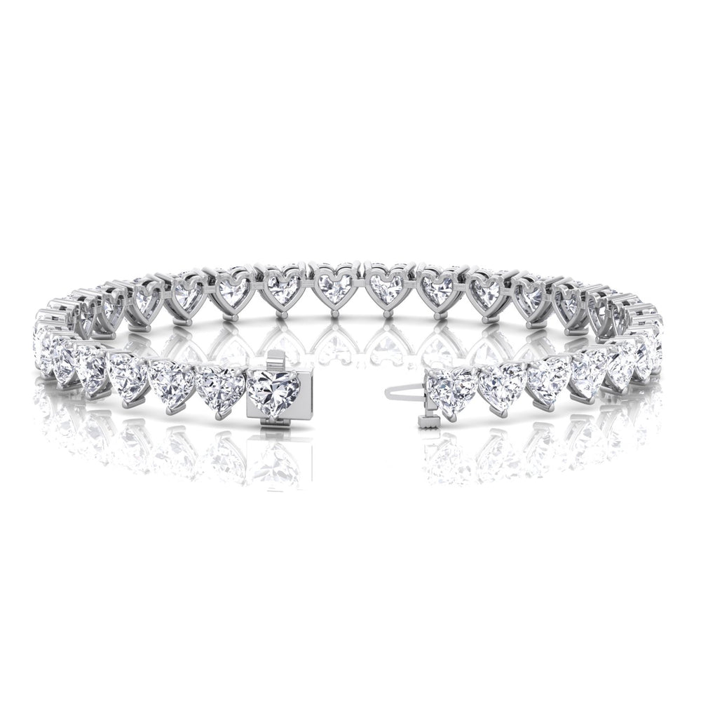Heart Shape Natural Diamond Tennis Bracelet White Gold 10CT