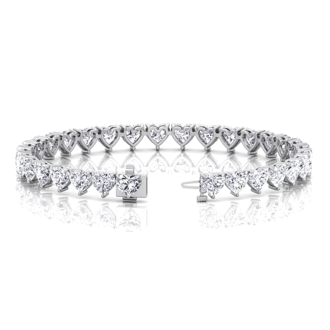 Heart Shape Natural Diamond Tennis Bracelet White Gold 10CT