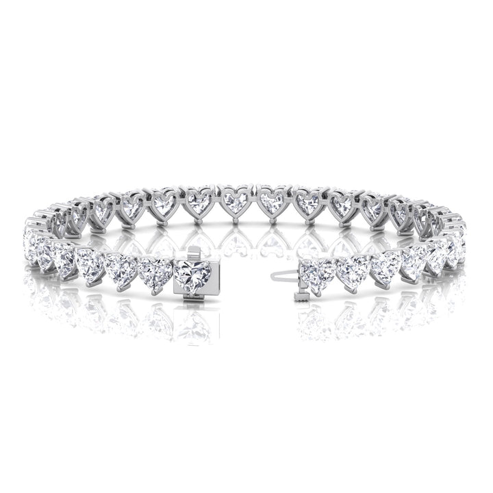 Heart Shape Natural Diamond Tennis Bracelet White Gold 10CT