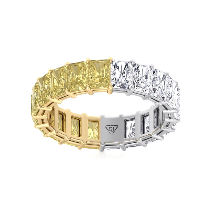 Gemma - Two Tone Radiant Cut Yellow Diamond Eternity Band - Gem Jewelers Co