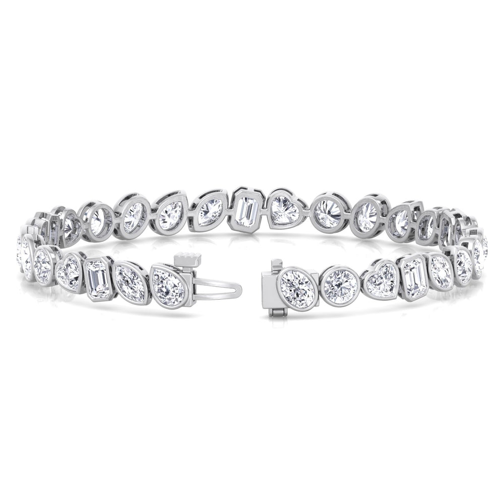 Bezel Multi Shape Natural Diamond Tennis Bracelet in Solid Gold 6CT 11CT