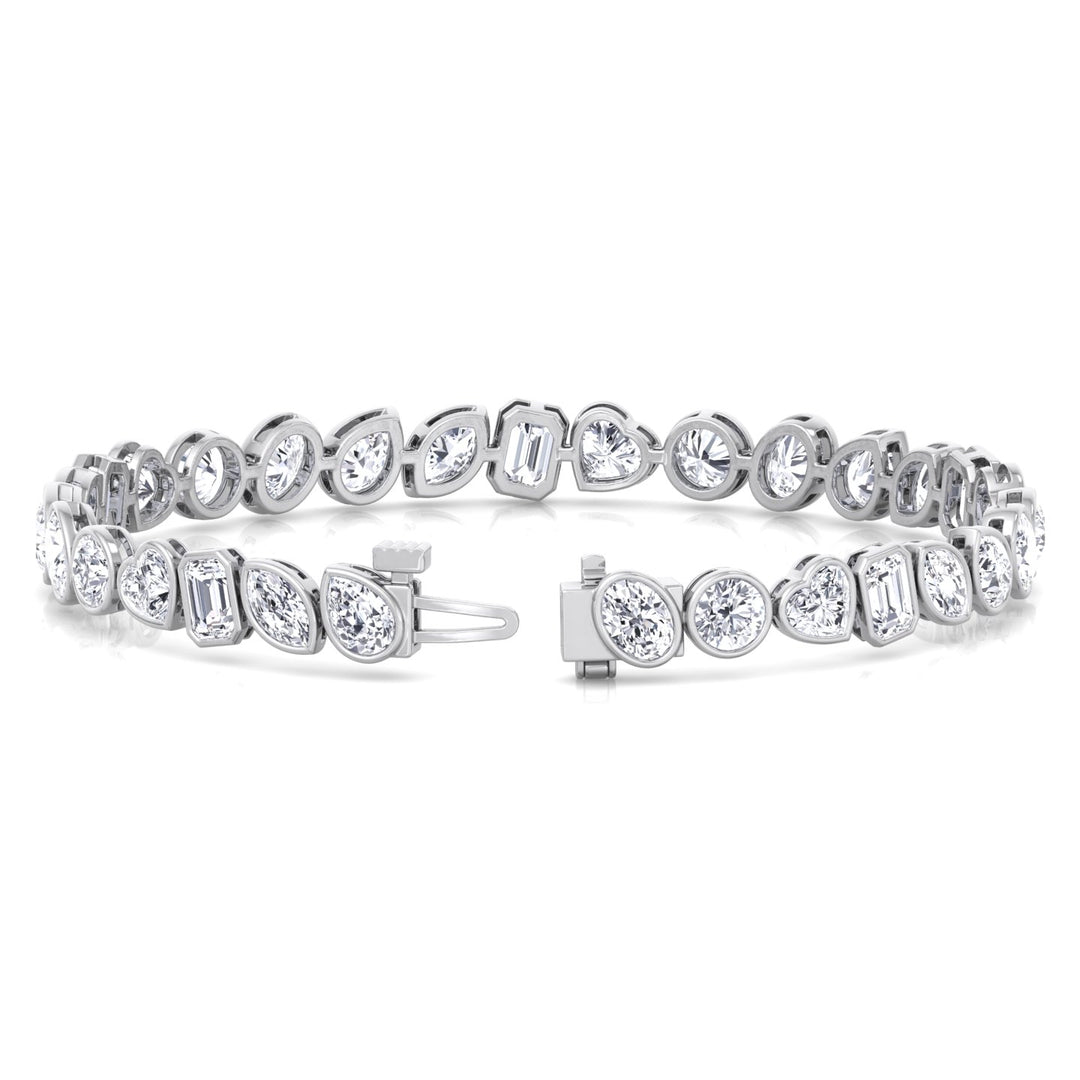 Bezel Multi Shape Natural Diamond Tennis Bracelet in Solid Gold 6CT 11CT