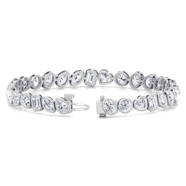 Bezel Multi Shape Natural Diamond Tennis Bracelet in Solid Gold 6CT 11CT