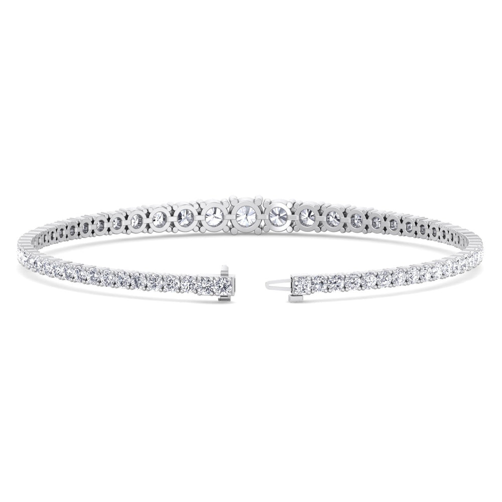 4-Prong Graduated Natural Diamond Tennis Bracelet 14K Solid Gold White