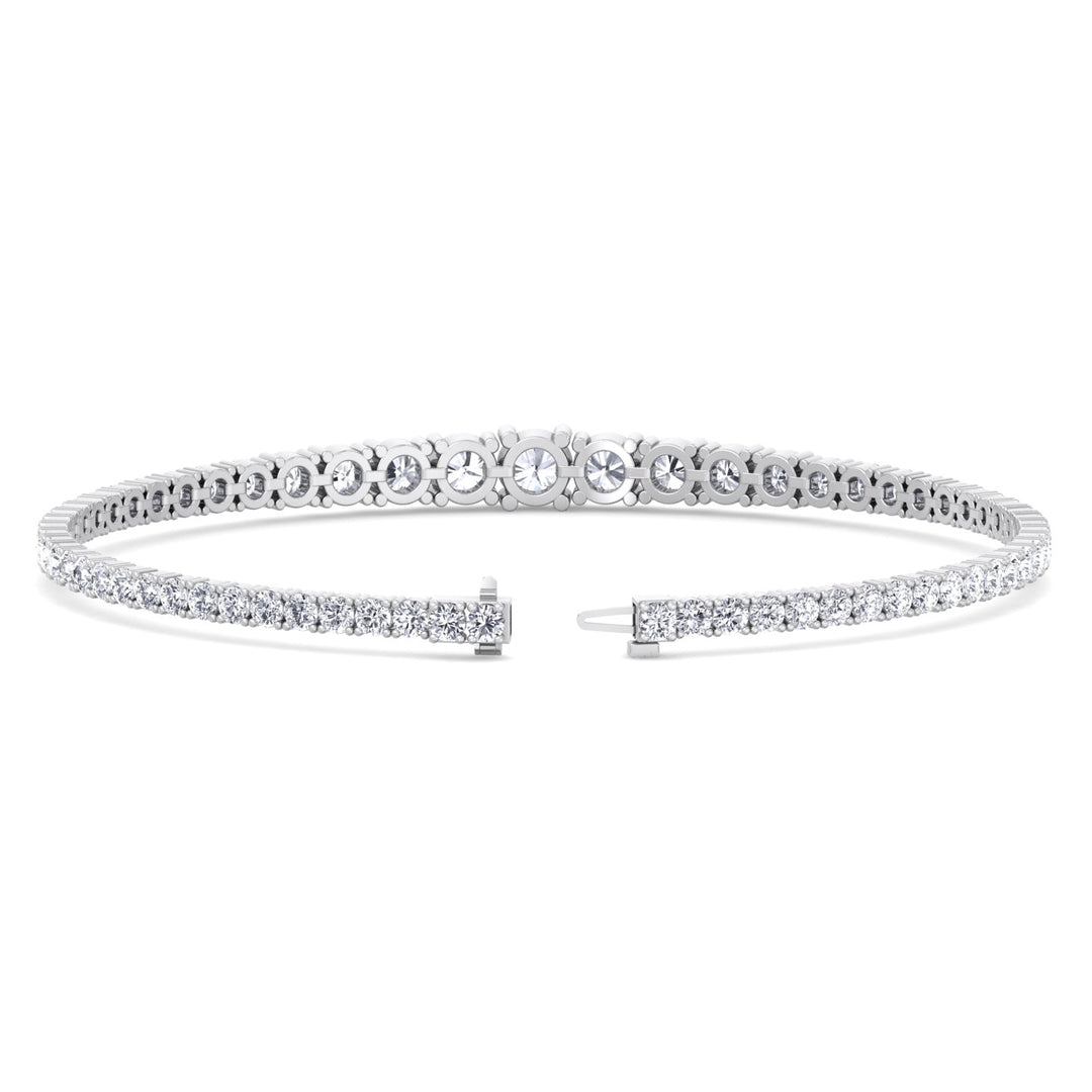 4-Prong Graduated Natural Diamond Tennis Bracelet 14K Solid Gold White