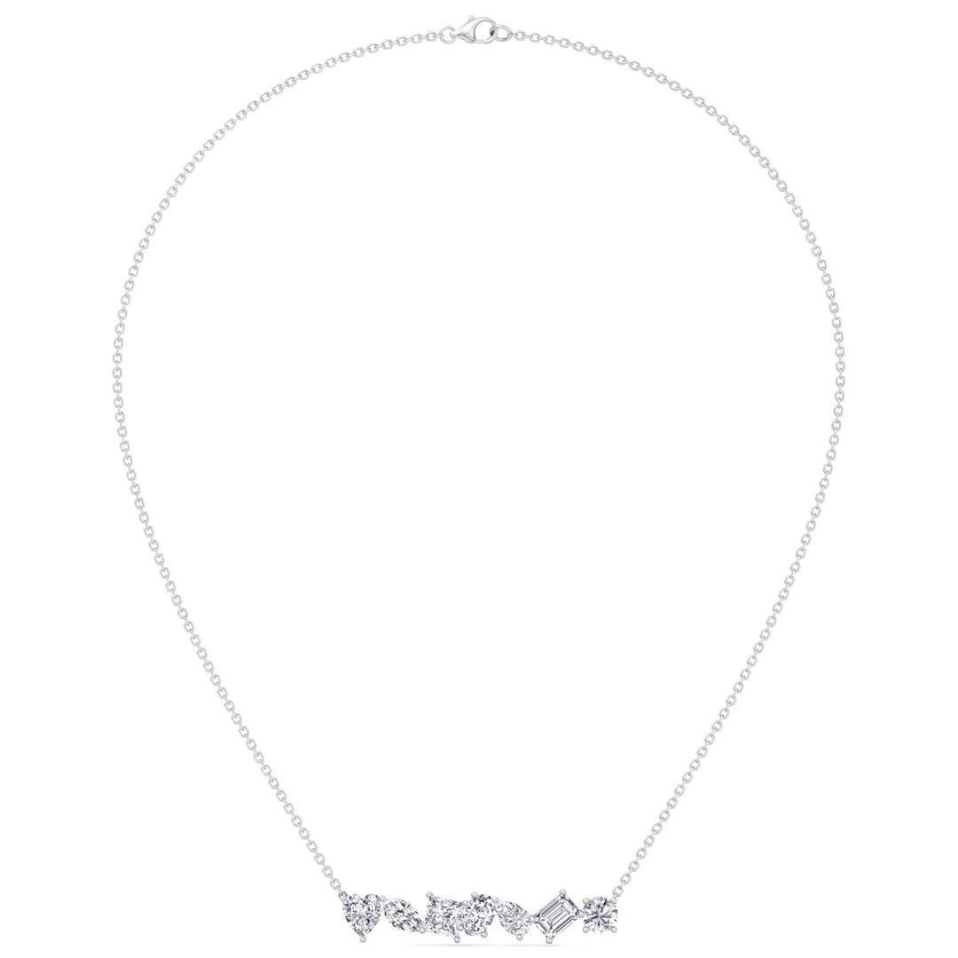 Multi Shape Natural Diamond Bar Pendant White Gold 14K 18K