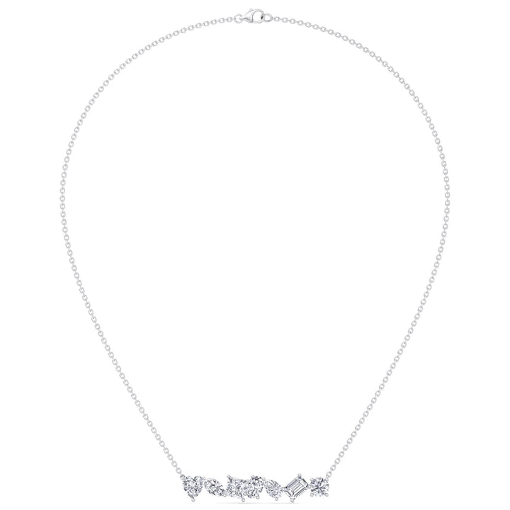 Multi Shape Natural Diamond Bar Pendant White Gold 14K 18K