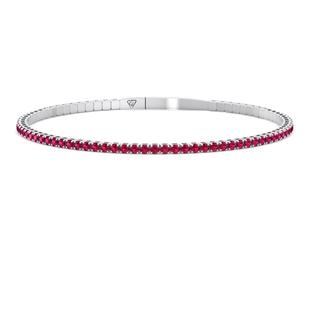 Rossa - Flexible Natural Red Ruby Bangle in 14K Solid Gold - Gem Jewelers Co