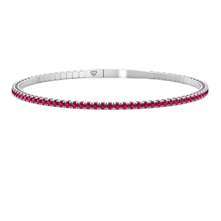 Rossa - Flexible Natural Red Ruby Bangle in 14K Solid Gold - Gem Jewelers Co