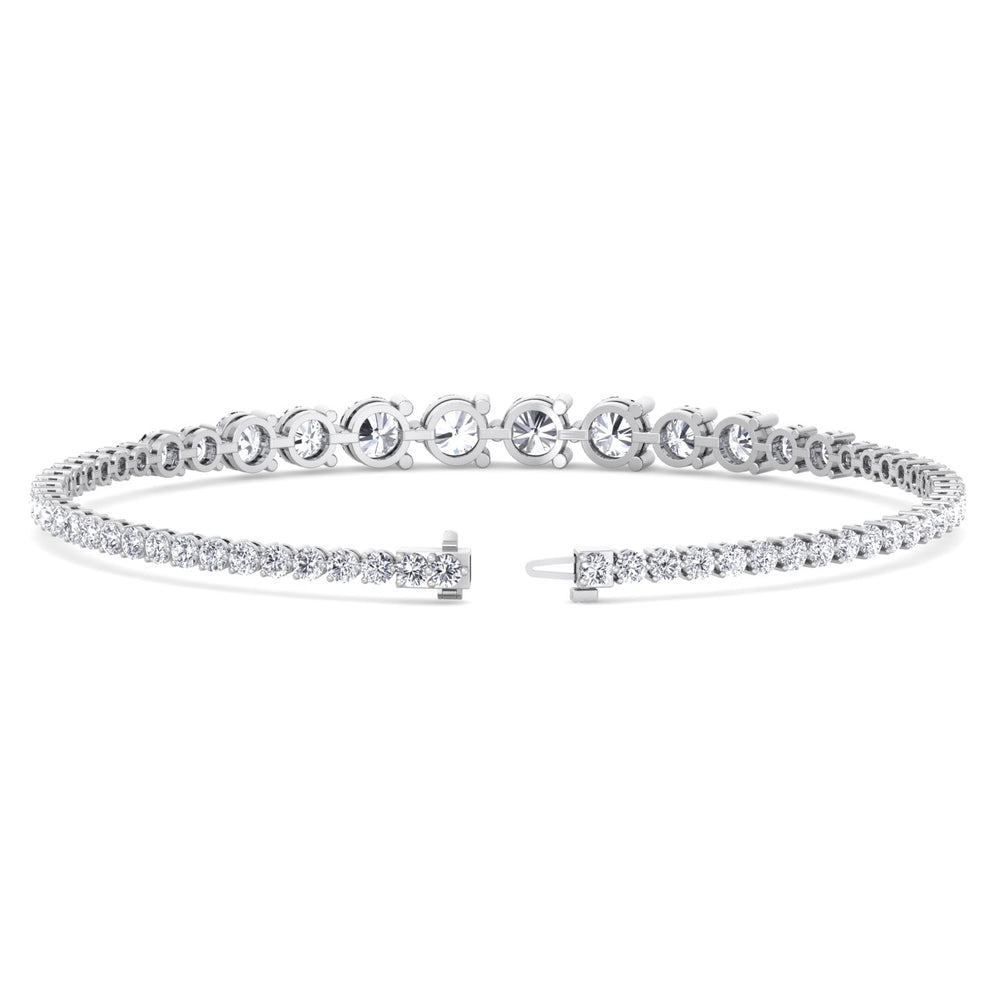 3-Prong Graduated Natural Diamond Tennis Bracelet White