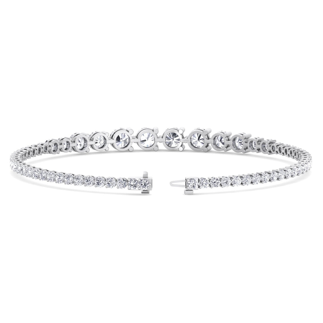 3-Prong Graduated Natural Diamond Tennis Bracelet White