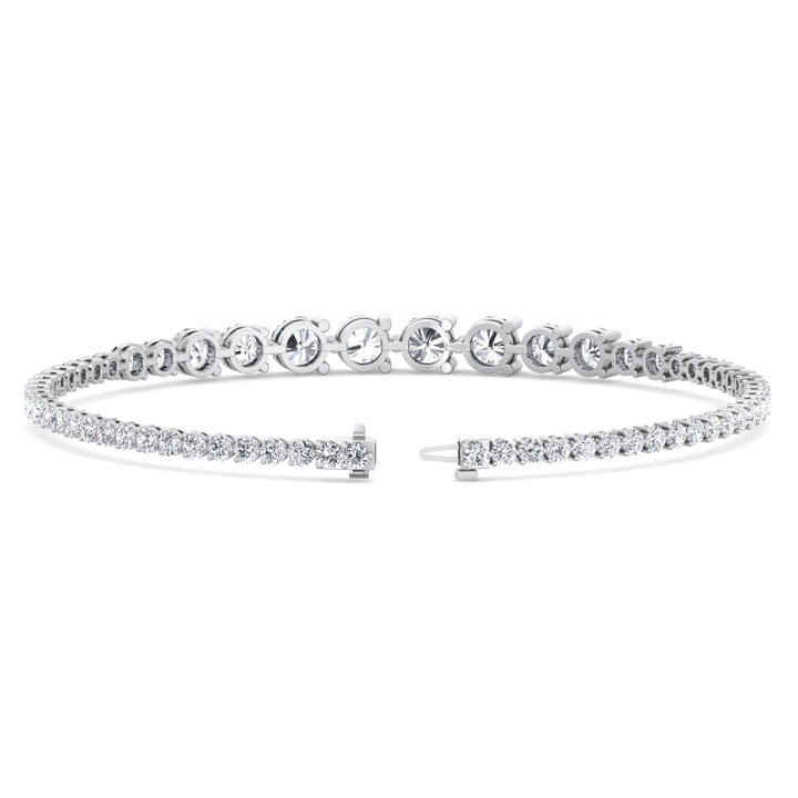3-Prong Graduated Natural Diamond Tennis Bracelet White