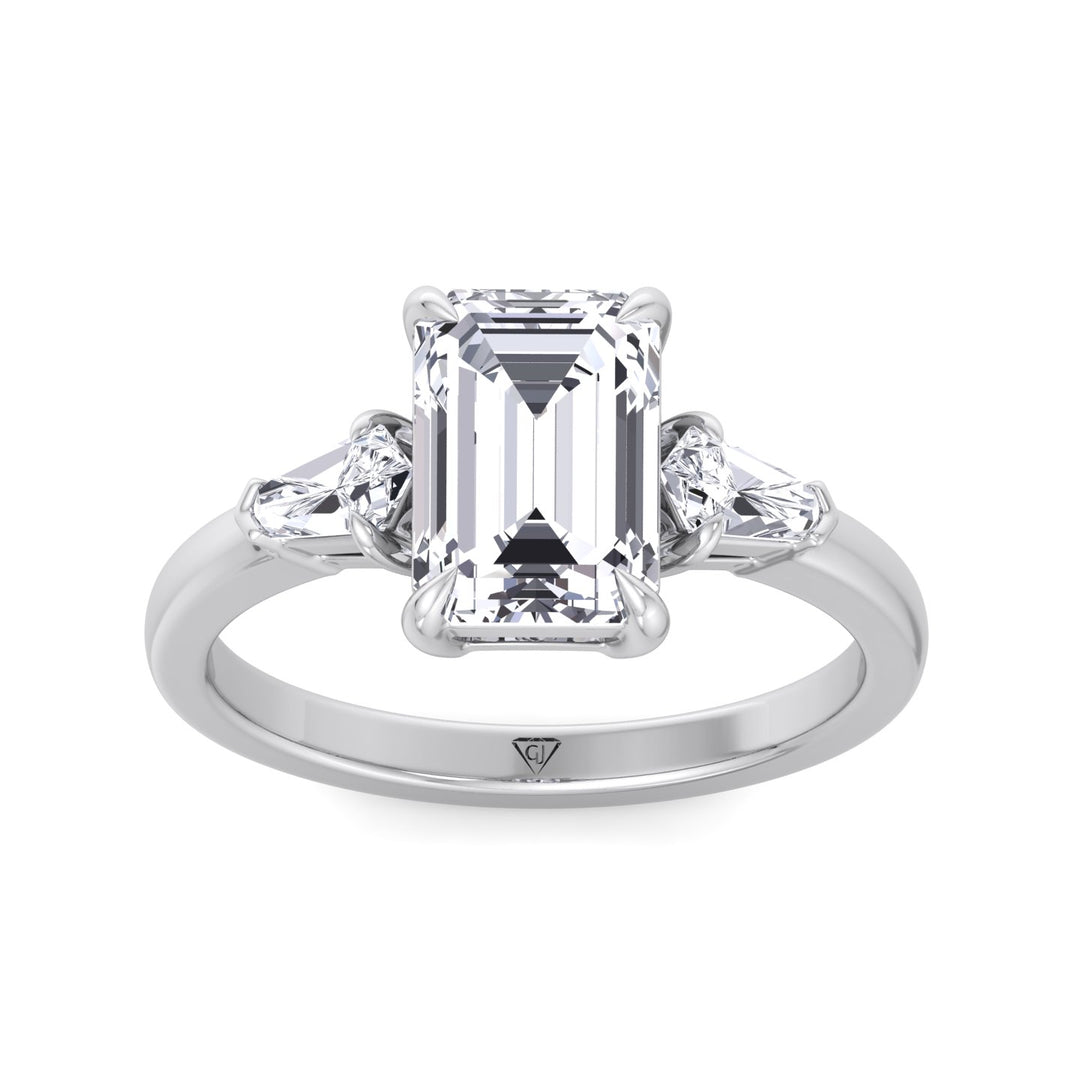 Caterina - Emerald Shape Diamond Engagement Ring With Tapered Baguette Side Stones - Gem Jewelers Co