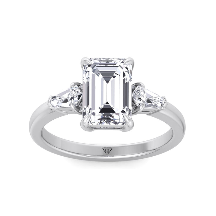 Caterina - Emerald Shape Diamond Engagement Ring With Tapered Baguette Side Stones - Gem Jewelers Co