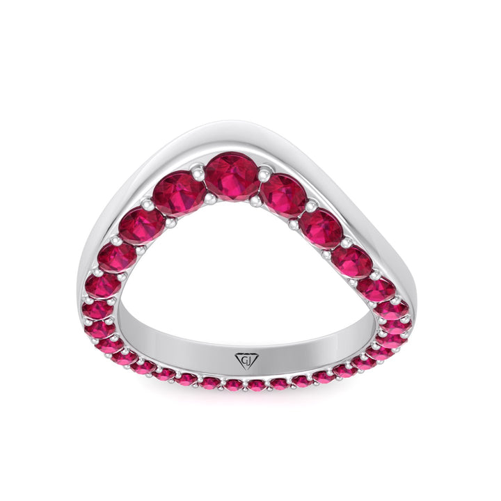 Natural Red Ruby Invisible Halo Eternity Band White Gold 14K 18K