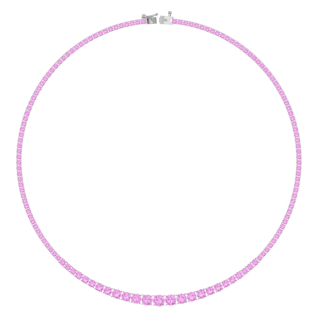 Soleil - 13CT T.W Riviera Graduated Pink Sapphire Tennis Necklace - Gem Jewelers Co