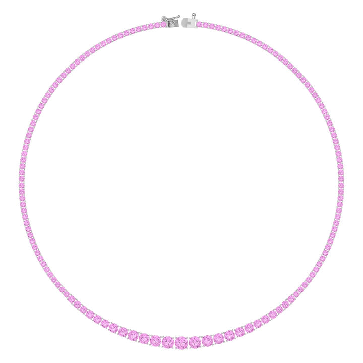 Soleil - 13CT T.W Riviera Graduated Pink Sapphire Tennis Necklace - Gem Jewelers Co