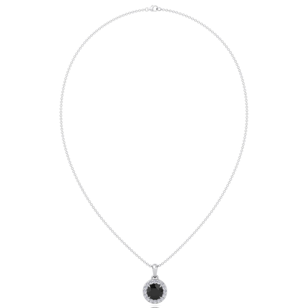 Black and White Natural Diamond Halo Pendant