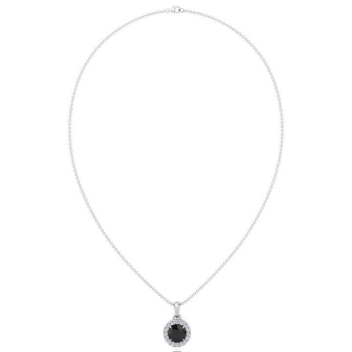 Black and White Natural Diamond Halo Pendant