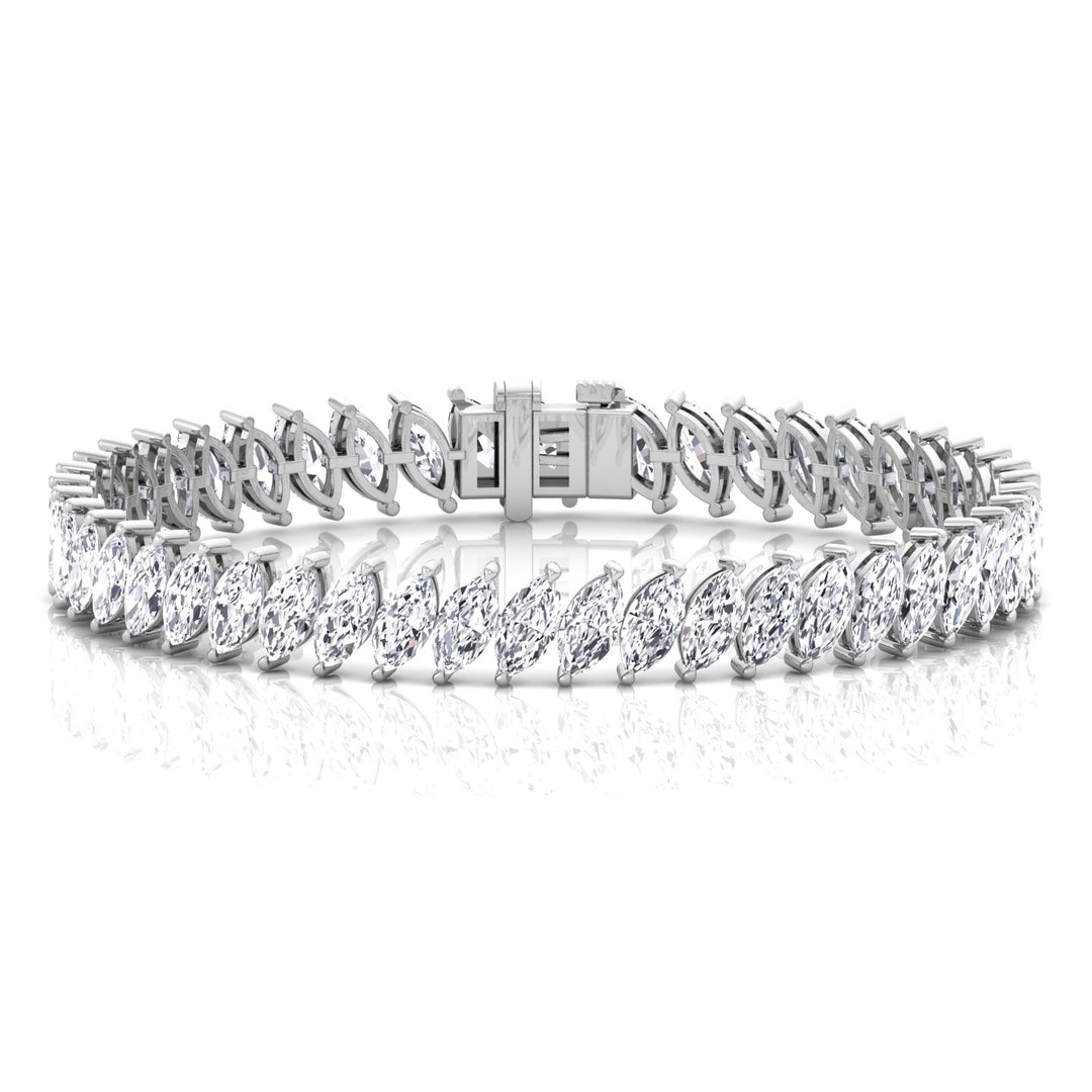 Marquise Cut Natural Diamond Tennis Bracelet 14K Solid Gold