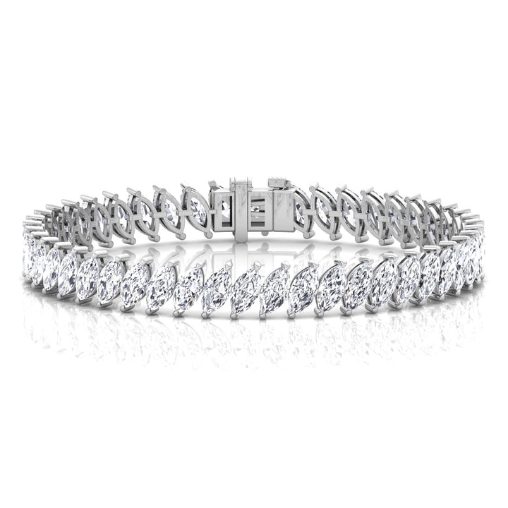 Marquise Cut Natural Diamond Tennis Bracelet 14K Solid Gold