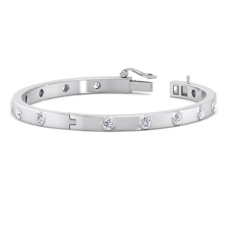 Anza - Round Cut Bezel Set Natural Diamond Bangle - Gem Jewelers Co