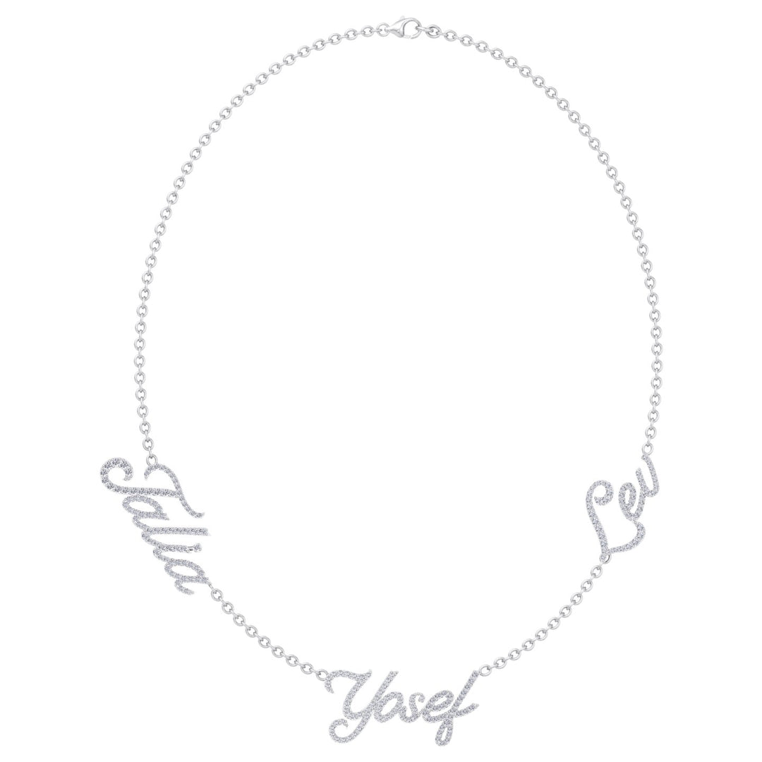1.50CT T.W. Custom 3 Name Diamond Necklace - Gem Jewelers Co