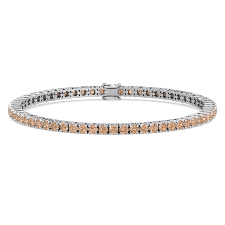 4 Prong Champagne Diamond Tennis Bracelet 14K Solid Gold