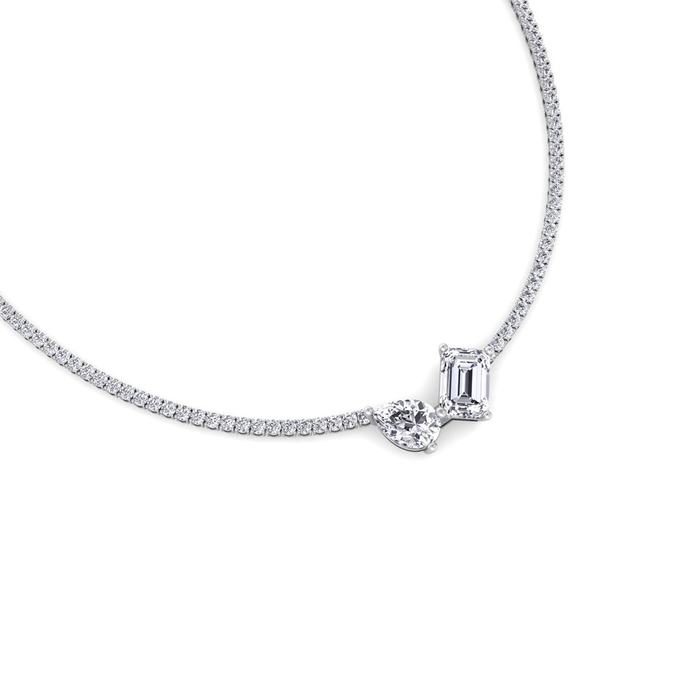 Taron - Toi Et Moi Diamond Tennis Necklace - Gem Jewelers Co