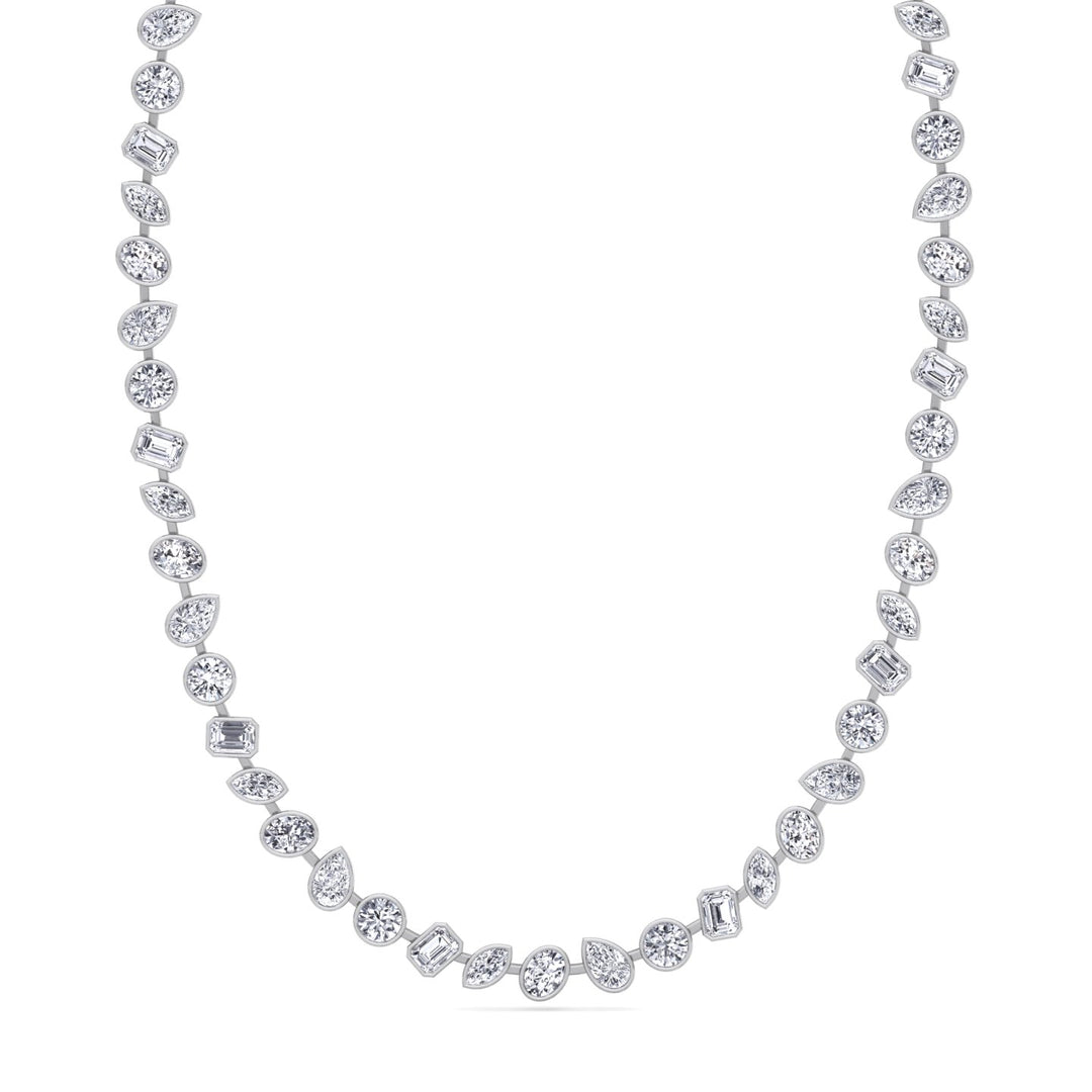 12.5CT Multi Shape Bezel Set Natural Diamond Tennis Necklace