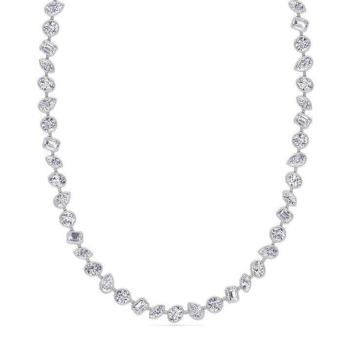 12.5CT Multi Shape Bezel Set Natural Diamond Tennis Necklace