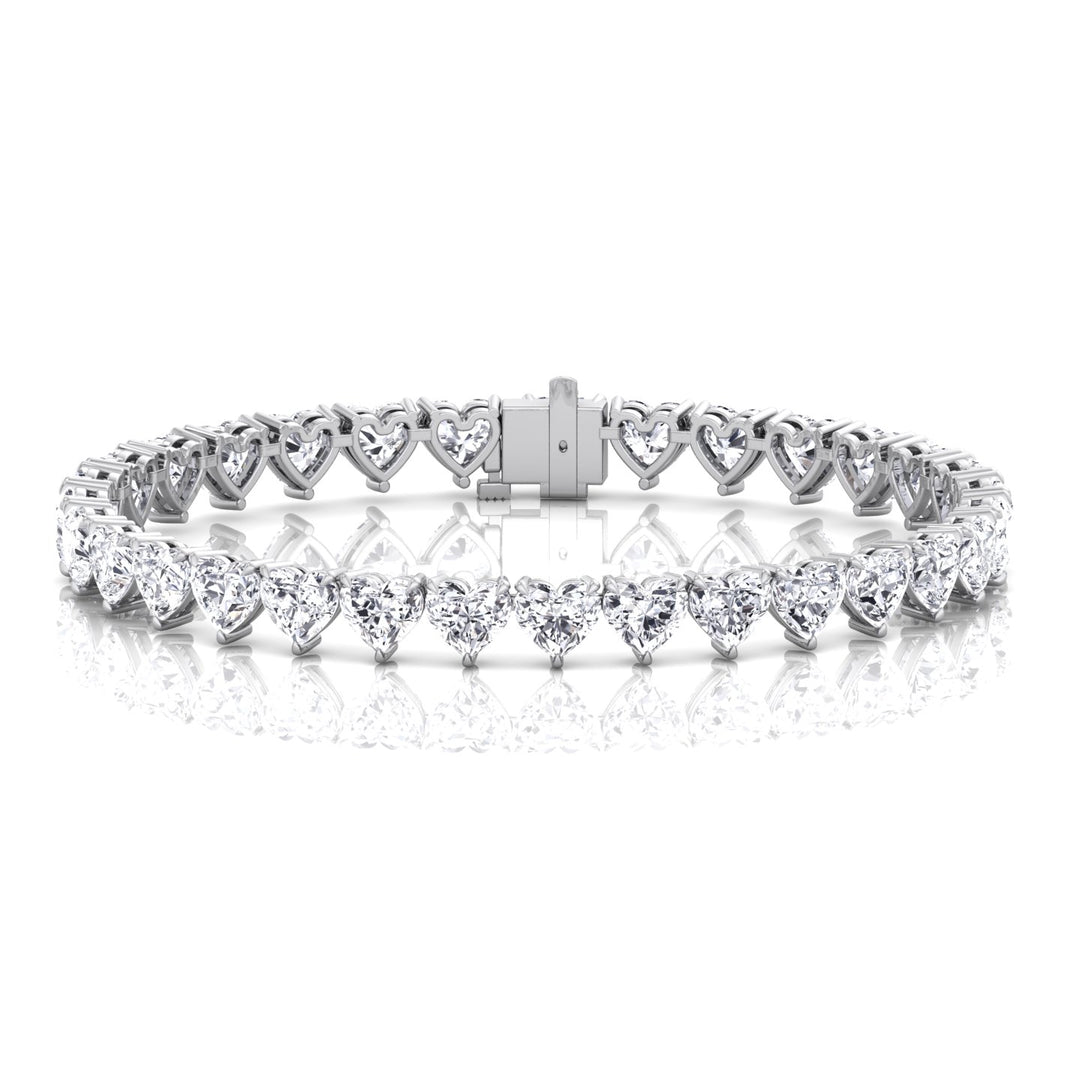 Heart Shape Natural Diamond Tennis Bracelet White  10CT
