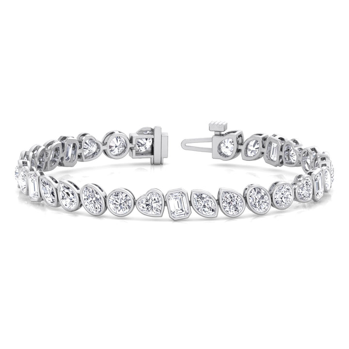 Bezel Multi Shape Natural Diamond Tennis Bracelet in Solid Gold 6CT